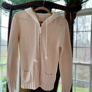 Cable-Knit Cream Zip-Up Sweater